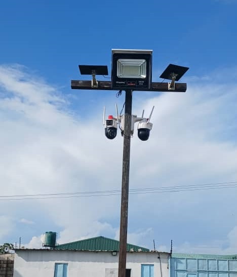 Solar powered CCTV camera installation